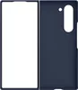A dark blue phone case is shown next to a white rectangle representing a phone screen. Produktbild-Vorschau