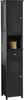 A black tall cabinet with louvered doors and a drawer is shown against a white background. Podgląd zdjęcia produktu