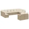 Design 12-tlg. Garten-Sofagarnitur mit Kissen Beige Poly Produktbild-Vorschau 2