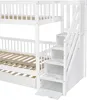 A white bunk bed with stairs and a pull-out bed. Náhled obrázku produktu