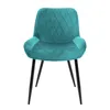 A teal velvet dining chair with black metal legs is shown against a white background. Náhľad obrázku produktu