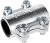 A close-up studio shot of a metal pipe repair clamp. Náhľad obrázku produktu