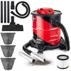 A collection of vacuum cleaner parts and accessories, including the main unit, hoses, tubes, filters, and dust bags, arranged on a white background. Anteprima dell’immagine prodotto