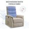 A beige recliner chair with a blue highlighted backrest, suggesting a massage function, set against a white background with a wireframe plant and grid pattern. Anteprima dell’immagine prodotto