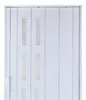 A close-up, front-facing view of a white folding door with frosted glass panels. Podgląd zdjęcia produktu