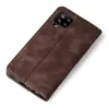 A brown flip cover phone case is shown against a white background. Produktbild-Vorschau