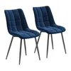 Two blue upholstered dining chairs with black metal legs are shown against a white background. Produktbild-Vorschau