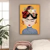 MuchoWow® - Leinwandbilder - Frau - Blumen - Gelb - Kunst, Produktbild-Vorschau 2