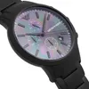 A close-up, angled shot of a black Emporio Armani watch with a mother-of-pearl dial. Anteprima dell’immagine prodotto