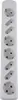 A white power strip with multiple sockets arranged vertically. Produktbild-Vorschau