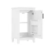 A white bathroom vanity with the door open, showing shelves inside. Produktbild-Vorschau