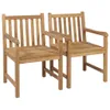 Gartenstühle 2 Stk. mit Hellgrünen Kissen Massivholz Teak Produktbild-Vorschau 1
