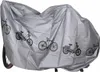 A silver bicycle cover with black bicycle illustrations on it. Voir les images du produit
