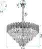 A diagram showing the dimensions of a chandelier, with the chandelier itself also visible. Produktbild-Vorschau