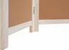 Close-up view of the bottom corner of a wooden-framed cork board room divider. Náhled obrázku produktu