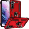 A red and black phone case with a ring holder, shown from multiple angles. Produktbild-Vorschau