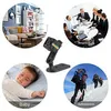 A collage showing a mini camera in different use cases: indoors, in a meeting, with a baby, and outdoors in the snow. Produktbild-Vorschau