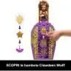 A doll inside a purple and gold playset, with a hand reaching towards it. Náhľad obrázku produktu