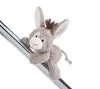 A plush toy donkey is clinging to a metal pole against a white background. Produktbild-Vorschau
