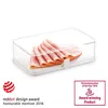 A clear plastic food storage container filled with slices of ham, presented on a white background. Náhľad obrázku produktu