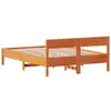 The Living Store Massivholzbett mit Kopfteil Wachsbraun Produktbild-Vorschau 8