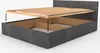 A bed frame with a lift-up storage mechanism shown in an instructional diagram. Produktbild-Vorschau
