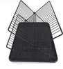A black dish drying rack with a cutlery holder, placed on a white background. Náhled obrázku produktu