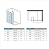 Diagrams and tables showing dimensions for shower enclosures. Produktbild-Vorschau