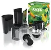 A collection of juicer parts and its packaging are displayed on a white background. Náhľad obrázku produktu