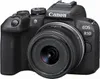 A black Canon EOS R10 camera with a lens attached, shown from a front-facing angle against a white background. Náhľad obrázku produktu