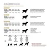 A size guide for pet accessories like collars, leashes, and harnesses, featuring diagrams of dogs and measurement charts. Náhled obrázku produktu