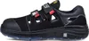 A black safety sandal is shown from the side against a white background. Produktbild-Vorschau