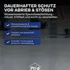 Marketing image with text highlighting product features and a logo at the bottom. Produktbild-Vorschau