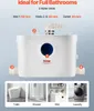A diagram of a wastewater pump station with labels and examples of its use in different bathroom fixtures. Anteprima dell’immagine prodotto