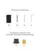 This image displays a set of installation accessories and additional elements for mounting, with text labels in Polish. Podgląd zdjęcia produktu