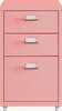 A pink metal roll container with three drawers and silver handles is shown against a white background. Náhled obrázku produktu