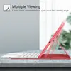 A tablet case with a keyboard is shown in a stand-up position, highlighting its multiple viewing angles. Produktbild-Vorschau
