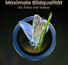 A close-up of a butterfly on a blade of grass, framed by a blue circular lens. Produktbild-Vorschau