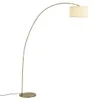 Lampada ad arco moderna in ottone con paralume beige Anteprima dell’immagine prodotto 1