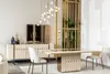 Weiße Edle Esszimmer Gruppe Designer Edelstahl Tisch  x6 Produktbild-Vorschau 1