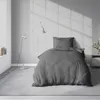 2 teilige Uni Bettwäsche 135x200 cm Anthrazit Einfarbig Produktbild-Vorschau 3