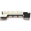 7-tlg. Garten-Lounge-Set Poly Rattan Eukalyptusholz Schwarz Produktbild-Vorschau 2