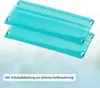 Two turquoise plastic inserts are stacked on top of each other, with a blurred background. Produktbild-Vorschau