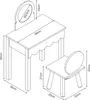 A technical drawing of a children's vanity table and stool with dimensions indicated. Produktbild-Vorschau