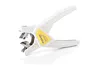 A white wire stripper tool with a yellow label is shown against a white background. Anteprima dell’immagine prodotto