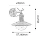 A sketch of an outdoor wall lamp with dimensions indicated. Anteprima dell’immagine prodotto