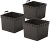 Three dark gray square planters with black handles are arranged on a white background. Náhled obrázku produktu