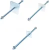 Three metal post anchors with square plates and threaded rods are arranged diagonally against a white background. Produktbild-Vorschau