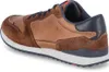 A side view of a brown and tan athletic shoe with a white sole. Produktbild-Vorschau