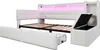 A white upholstered daybed with LED lighting and storage. Produktbild-Vorschau